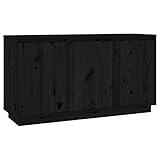 Tidyard Sideboard Kommode Schrank Anrichte Highboard Standschrank Beistellschrank Küchenschrank Aufbewahrungsschrank Wohnzimmerschrank 111 x 34 x 60 cm (L x B x H) Kiefer-Massivholz Schwarz