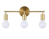 BAODEN 3-flammig Messing gebürstet Wandleuchte E27 Badezimmer Vanity Modern Industrieller Wandlampe Pole Wandmontage Spiegelleuchteleuchte (GoldFarbe)[Energieklasse A++]