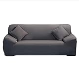ele ELEOPTION Sofa Überwürfe Sofabezug Stretch elastische Sofahusse Sofa Abdeckung in Verschiedene Größe und Farbe (3 Sitzer für Sofalänge 170-220cm, Grau)