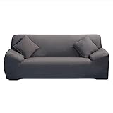 ele ELEOPTION Sofa Überwürfe Sofabezug Stretch elastische Sofahusse Sofa Abdeckung in Verschiedene Größe und Farbe (3 Sitzer für Sofalänge 170-220cm, Grau)