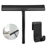 Duschabzieher Schwarz 21cm, Duschabzieher Silikon mit Halterung Badezimmerwischer Fensterabzieher Scheibenabzieher Silikon für Badezimmer Fliesen Glas Reinigung