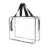 Sibba Transparente Tragetasche Große Aufbewahrung Make up Taschen Wasserdicht Transparente Kosmetikartikel Reißverschluss Kulturbeutel Organizer Aufbewahrung Handtasche Reisezubehör Farblos Modisch