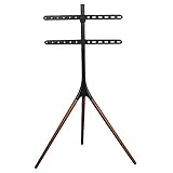 TV-Bodenhalterung aus Edelstahl neigbar für 32u201470-Zoll-Fernseher, Schwarze TV-Bodenständermontage auf Rollen, Rollen bis zu 35 kg, neigbar, höhenverstellbar, max. VESA 600 x 400 mm Good