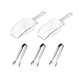 3 x Eiszange und 2 x Kunststoff-Messschaufeln, Servierzange, Lebensmittelschaufel-Set für Eis, Kaffee, Eimer, Bar, Küche, Hochzeit, Geburtstag, Party