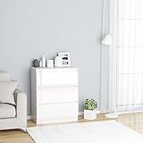 JUNZAI Sideboard, Kommode, Kommoden & Sideboards, Schrank Wohnzimmer, Commode, Schlafzimmerkommode, Hochglanz-Weiß 60x33,5x76 cm Spanplatte