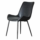 SAFWEL Sessel Esszimmerstühle Heimstuhl, PU und Kissen Wohnzimmer Lounge Sessel, Lehrstuhl mit stabilen Metallbeinen, Lagergewicht 150kg (Color : Black)