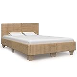 vidaXL Bettgestell Bett Rattanbett Schlafzimmerbett Doppelbett Ehebett Bettrahmen Schlafzimmermöbel Handgewebt Echtes Rattan 140x200cm