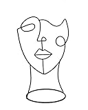COZYMONDO Moderne Deko-Figur: Single-Line-Face-Art | Schwarze Deko Statue im minimalistischen Design als abstrakte Deko für Jede Wohnung | 2 Varianten: Full Face & Half Face (Full Face)