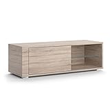 Vicco Lowboard TV-Regal Fernsehregal Boris 100x32 cm modern Push-to-Open Wohnzimmer Regal TV-Tisch Fernsehtisch Wohnzimmertisch Ablage Fach Klapptür Schranktür Schrankfach Fernseher Glas (Sonoma)