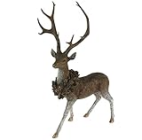 Werner Voss GmbH Hirsch stehend mit Lorbeerkranz braun/Gold/weiß Poly 72 cm Figur Dekoration