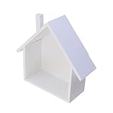 Cabilock Kleines Wandregal in Hausform, aus Holz, zur Wandmontage, Aufbewahrung, Organizer, Displaybox für Schlafzimmer, Wohnzimmer, Küche, Büro (weiß)