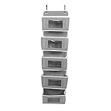 Lesiega über Der Tür-Organizer, Hängeregal auf Der Rückseite Der Tür, Für Speisekammer, Schrank, Kinderzimmer, Badezimmer Mit Haken Und Fächern(5 grids-grau)