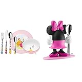 WMF Disney Princess Kinder Geschirrset 6-teilig & Disney Minnie Mouse Eierbecher mit Löffel, 14cm, lustiger Eierbecher Kinder, Kunststoff, Cromargan Edelstahl poliert, farbecht, lebensmittelecht, Bunt