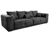 Cavadore Big Sofa Mavericco / XXL Couch im modernen Design / Inklusive Rückenkissen und Zierkissen / 287 x 69 x 108 cm (BxHxT) / Mikrofaser Schwarz