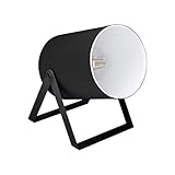 EGLO Tischlampe Villabate 1, 1 flammige Tischleuchte Vintage, Modern, Nachttischlampe aus Stahl und Textil, Wohnzimmerlampe in Schwarz, Weiß, Lampe mit Schalter, E27 Fassung