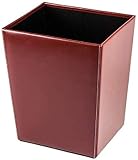 DELMON VARONE - Papierkorb aus Cambridge Top Grain Leder rot, Retro Papiereimer für Schreibtisch, Büro und Zuhause, Stylischer Abfalleimer ohne Deckel aus Premium Echtleder, Maße: 25 x 21 x 30 cm