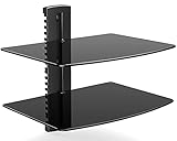 FITUEYES TV Ständer Wandregal TV Rack Wandhalterung mit Verstärktem Gehärtetem Glas Höhenverstellbar DS203801GB