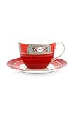 Pip Studio Cappuccino Tasse & Untertasse Blushing Birds | rot - 280 ml