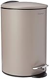 blomus -TUBO- Treteimer aus pulverbeschichtetem Stahl, Taupe, 3L Fassungsvermögen, Smart-Close-System, entnehmbarer Eimer, exklusives Badaccessoire (H / B / T: 24,5 x 17 x 17 cm, Taupe, 68890)