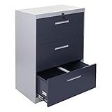 Mendler Hängeregisterschrank HWC-A10, Aktenschrank Büroschrank Stahlschrank, A4 abschließbar - 103x76x46cm grau-dunkelgrau