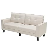 LIFEZEAL 3 Sitzer Sofa, Couch mit Bezug aus Leinen, Wohnzimmersofa mit abnehmbaren Rückenkissen & Armlehnen, Schlafsofa für 2-3 Personen, Polstersofa für Büro und Wohnzimmer