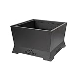 Blue Sky Outdoor Living Quadratische Mammut-Feuerstelle für Terrasse, rauchfrei, Ascheschnäpper, Schwarz