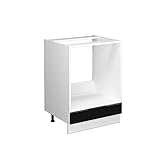 Vicco Herdschrank Küchenschrank Küchenmöbel Fame-Line Weiß Schwarz 60 cm modern Hochglanz