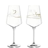Leonardo Presente Wein-Gläser 2er Set Happy, spülmaschinenfeste Wein-Kelche mit gezogenem Stiel, Rotwein-Glas Geschenk-Set 560 ml 029176