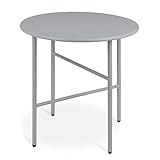 bomoe Runder Beistelltisch Metall Grau Ø 44 cm Tischplatte Kratzfest – Stabiler Wohnzimmer Couchtisch Leicht In- & Outdoor Gartentisch Balkon Tisch Terrasse – Nachttisch Bett Schlafzimmer Finn