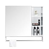 Tyoo Badezimmer-Spiegelschrank Aluminium-Spiegelschrank Mit Handtuchhalter Mehrschichtige Sortierte Aufbewahrung HD-Silberspiegel (Color : Silver, S : 60 * 68cm)