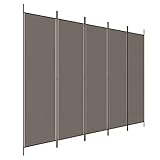 vidaXL Paravent 5-TLG. Raumtrenner Raumteiler Trennwand Umkleide Sichtschutz Spanische Wand Wohnzimmer Schlafzimmer Anthrazit 250x220cm Stoff