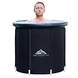 Eisbad Außenbereich Erholungsbadewanne von Ice Frontier - Premium Ice Bath Tub & Tragbare Badewanne für Erwachsene - Eisbaden Tonne, Eistonne - Schwarze Kaltwassertherapie Wanne