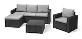 Allibert by Keter Gartenlounge Set Moorea, graphit/cool grey, 4tlg., inkl. Sitz- und Rückenkissen, Kunststoff, runde Rattanoptik, Lounge Set