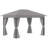 Outsunny Pavillon Gartenpavillon 4 x 3 m Gartenzelt Festzelt Partyzelt mit 4 x Seitenteile Aluminium Polyester Grau
