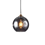 SYUFRE Glas-Deckenleuchte, lange Pendelleuchte, Glaskugel-Kronleuchter, Einzelkopf-Hängeleuchte, lange Linie, kleine Pendelleuchte, Schlafzimmer, Nachttisch, E27, 3-flammig, verstellbare Hängeleuchte
