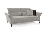 CAVADORE 2,5er-Sofa Cooper / Luftige 2,5-Sitzer-Couch mit Armteilverstellung, Kopfteilverstellung und Sitztiefenverstellung / 196 x 88 x 123 / Cord, Hellgrau