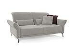 CAVADORE 2,5er-Sofa Cooper / Luftige 2,5-Sitzer-Couch mit Armteilverstellung, Kopfteilverstellung und Sitztiefenverstellung / 196 x 88 x 123 / Cord, Hellgrau