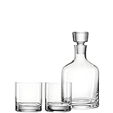 Leonardo Whisky-Set Ambrogio, Whisky-Gläser und Karaffe im edlen Look, exklusives Bar-Set im klassischen Design, 3-teilig, 060003