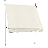 SVITA Klemmmarkise Balkonmarkise Sonnenschutz Markise Handkurbel ohne Bohren (300 x 120 cm, Beige)