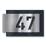 Metzler modernes Hausnummer - Pulverbeschichtung in Anthrazit RAL 7016 – individuellen Hausnummer Schild Gravur aus V2A Edelstahl– Wetterfest & Rostfrei - 3D Effekt - Made in Germany (271 x 175 mm)