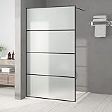 ZEYUAN Duschwand für Begehbare Dusche, Duschrückwand, Duschabtrennung, Glaswand Dusche, Duschglaswand, Duschtrennwand, Schwarz 115x195 cm Matt ESG-Glas