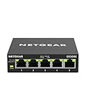 Netgear GS305E Managed Switch 5 Port Gigabit Ethernet LAN Switch Plus (Plug-and-Play, Netzwerk Switch Managed, IGMP Snooping, QoS, VLAN, lüfterlos, robustes Metallgehäuse), Schwarz