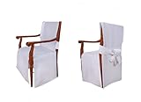 TexDeko Universal Stuhlhussen - Modell Monaco für Stühle mit Armlehne Weiß