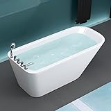 Mai & Mai Freistehende Badewanne Acryl Wanne Standbadewanne mit Armatur BTH:170x80x60 cm V604