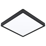 EGLO LED Deckenleuchte Fueva 5, Ø 28,5 cm, 1 flammige Aufbauleuchte, Bad-Deckenlampe Modern aus Stahl und einer Kunststoff Leuchtfläche in Schwarz, Weiß, LED Aufbaulampe warmweiß, IP44