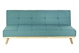 DRW Schlafsofa aus Polyester und Holz in Türkis, 180 x 80 x 81 cm, 180x80x81cm