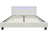 Habitat & Jardin Bett aus Bouclé-Stoff mit LED Maria 160x200cm - Creme