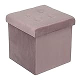 Hocker 1PC Schminktisch Hocker Puff Couch Hocker Abnehmbarer Bezug Lagerung Ottoman Stuhl Hocker Grau Gepolsterter Fußhocker Leinen Fußhocker Fußstütze (Color : Pink Velvet)