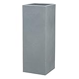 Scheurich C-Cube High, Hochgefäß aus Kunststoff, Stony Grey, 26 cm lang, 26 cm breit, 70 cm hoch, 9 l Vol.