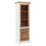 HOMELIV. Bahia Vitrinenschank in weiß, 67x40x195 cm, nachhaltiges Mangoholz, im Landhausstil, mit viel Stauraum, das Highlight in Ihrem Esszimmer